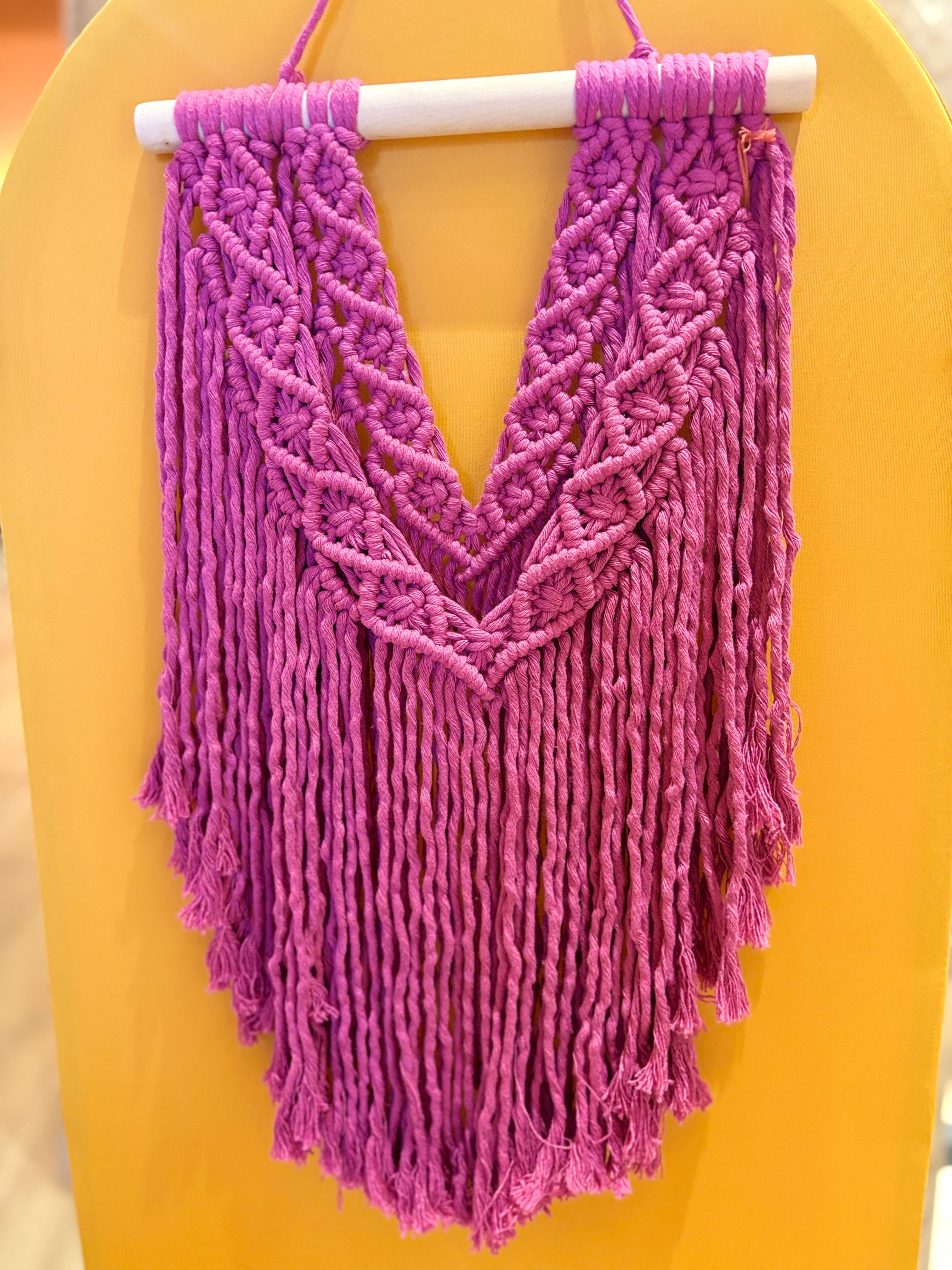 🌈Handmade Macrame Wall Art🪶Think Pink