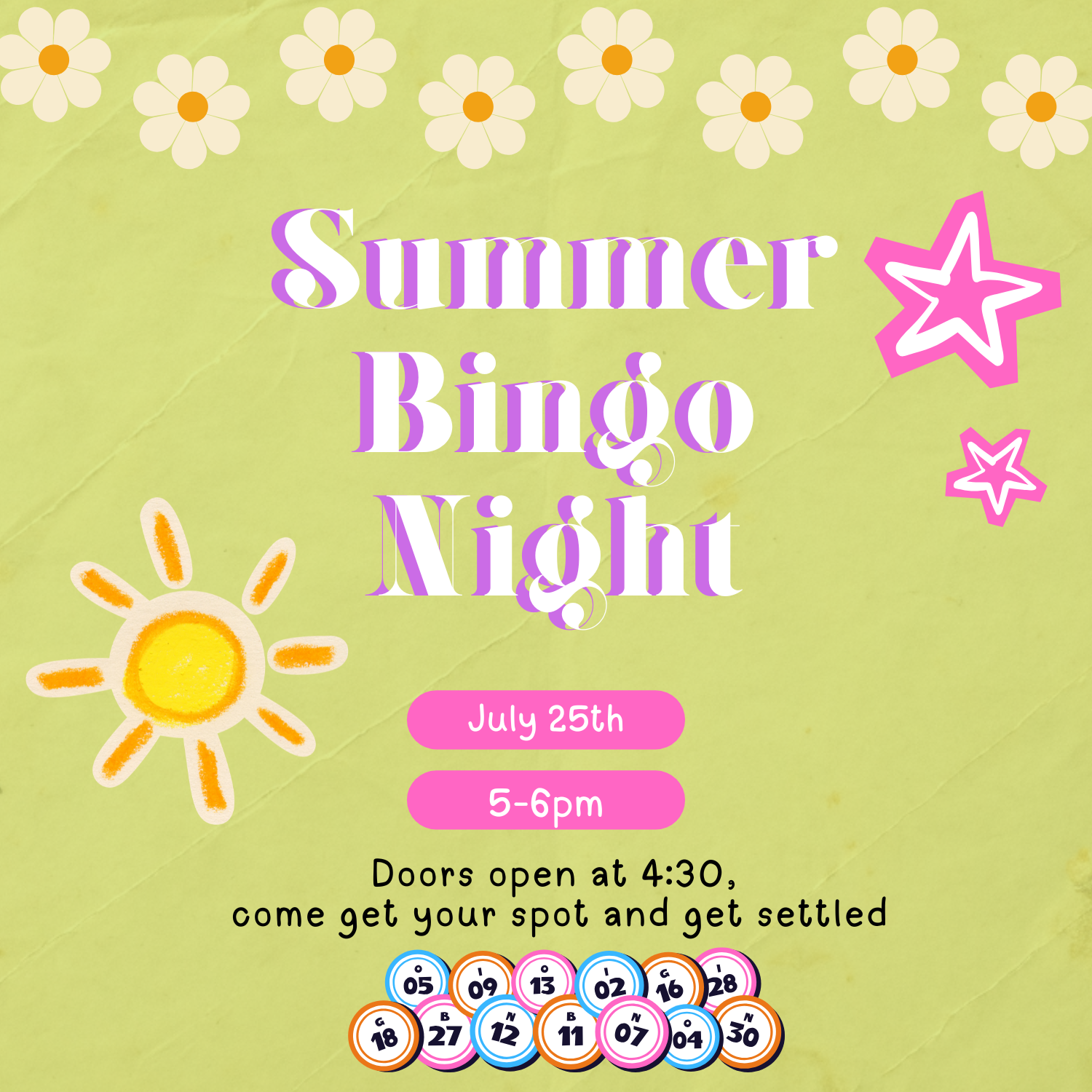 ☀️Summer Family BINGO☀️ Night July 25th☀️